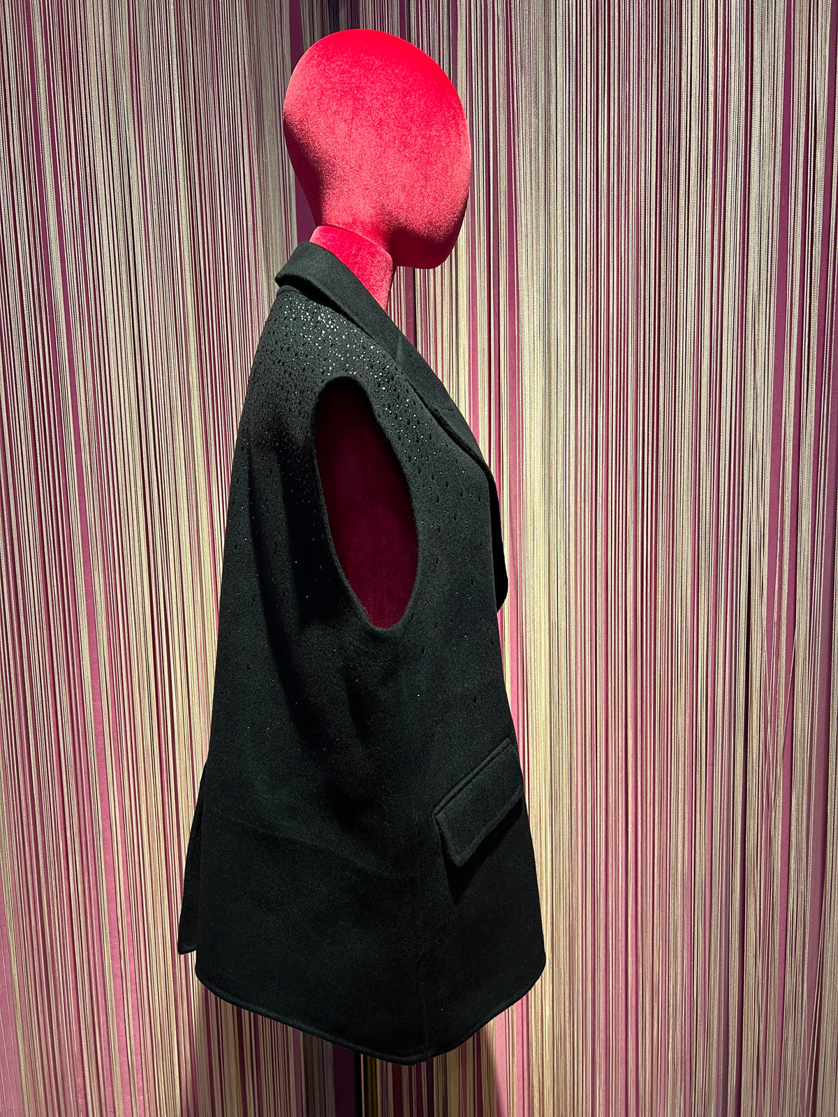 5 Progress gilet doppiopetto blu scuro con cristalli lana e cachemire
