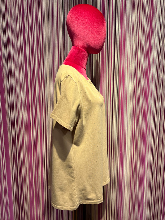 The room t shirt cotone nocciola pois cristalli