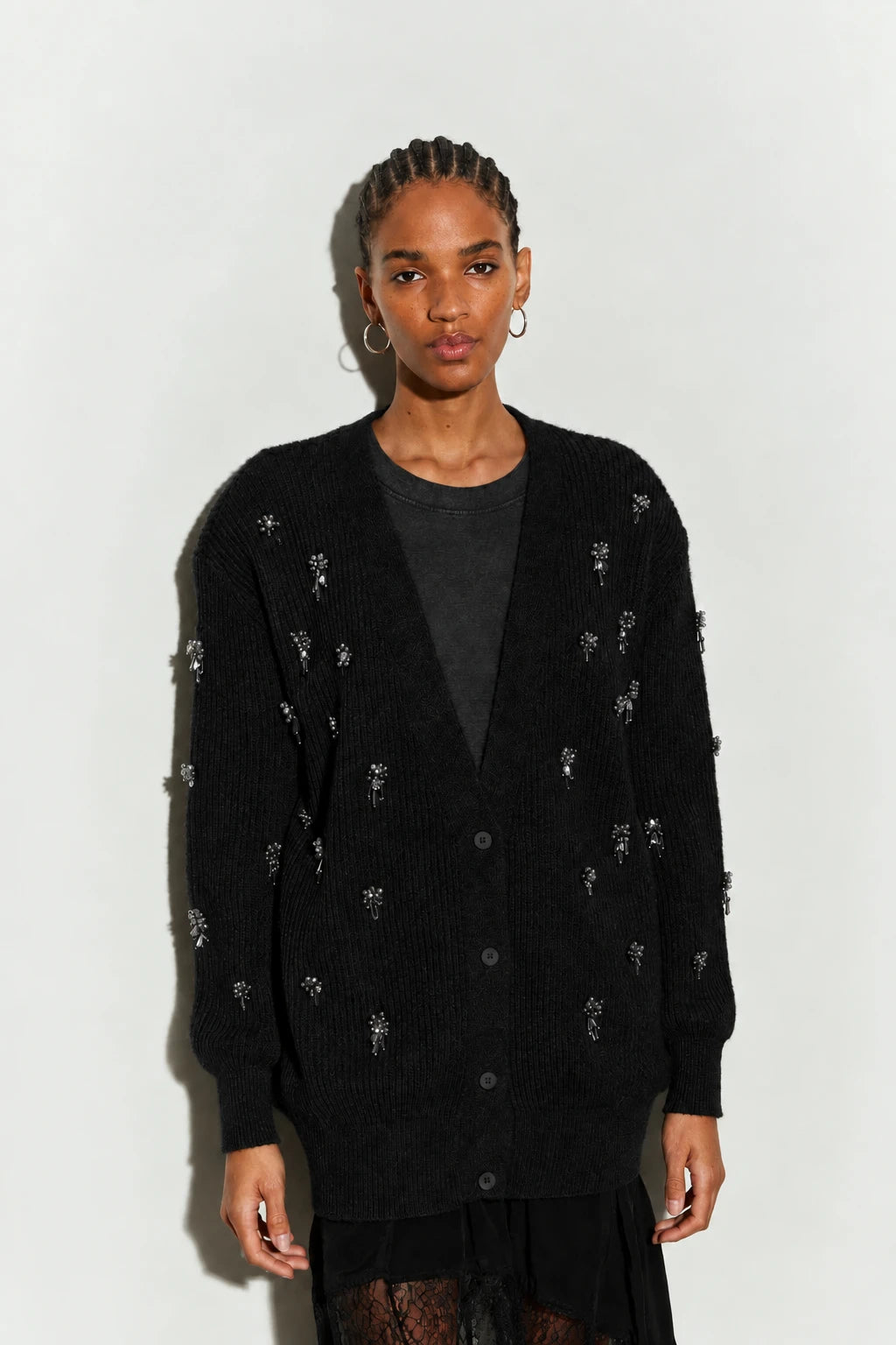 Isabelle Blanche Paris cardigan in maglia con ricami a gioiello