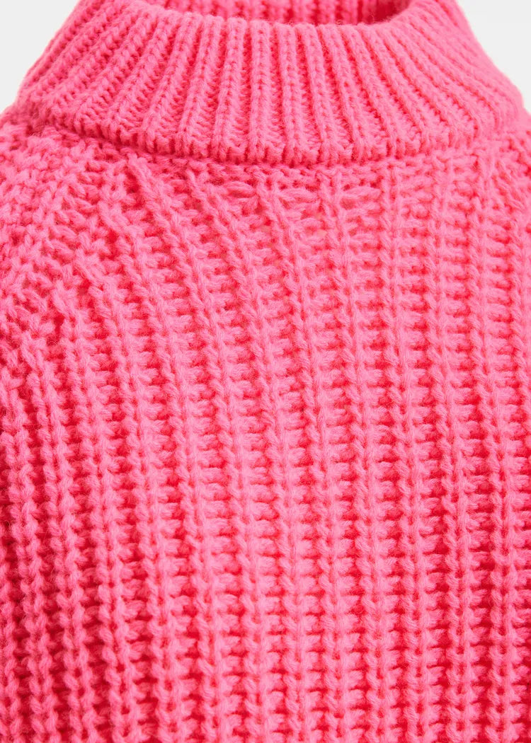 Essentiel antwerp maglione collo alto chunky con maniche voluminose rosa