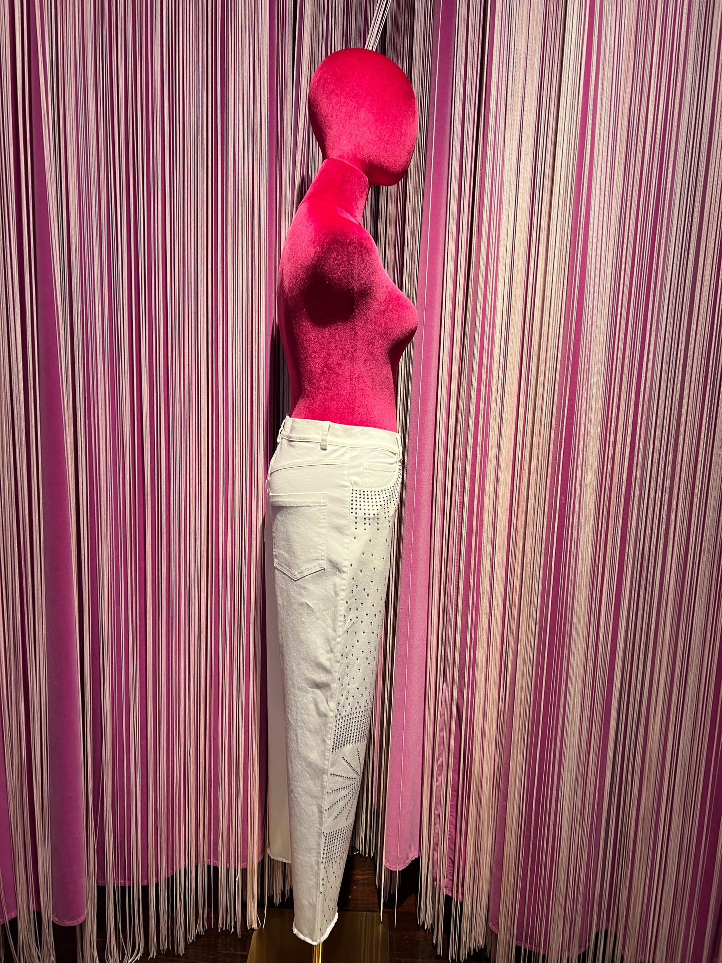 11 love is glamour sconto-50% pantalone bianco cotone con applicazioni Swarovski