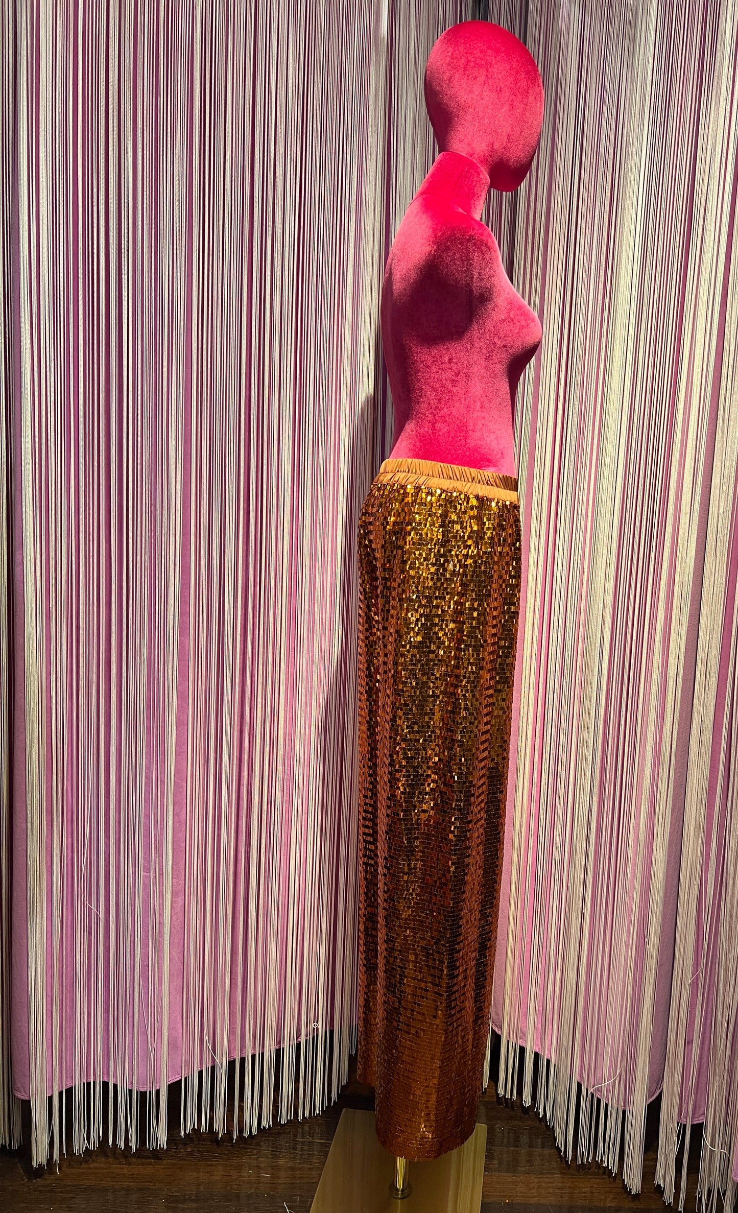 Dahlo pantalone a palazzo di paillettes ruggine