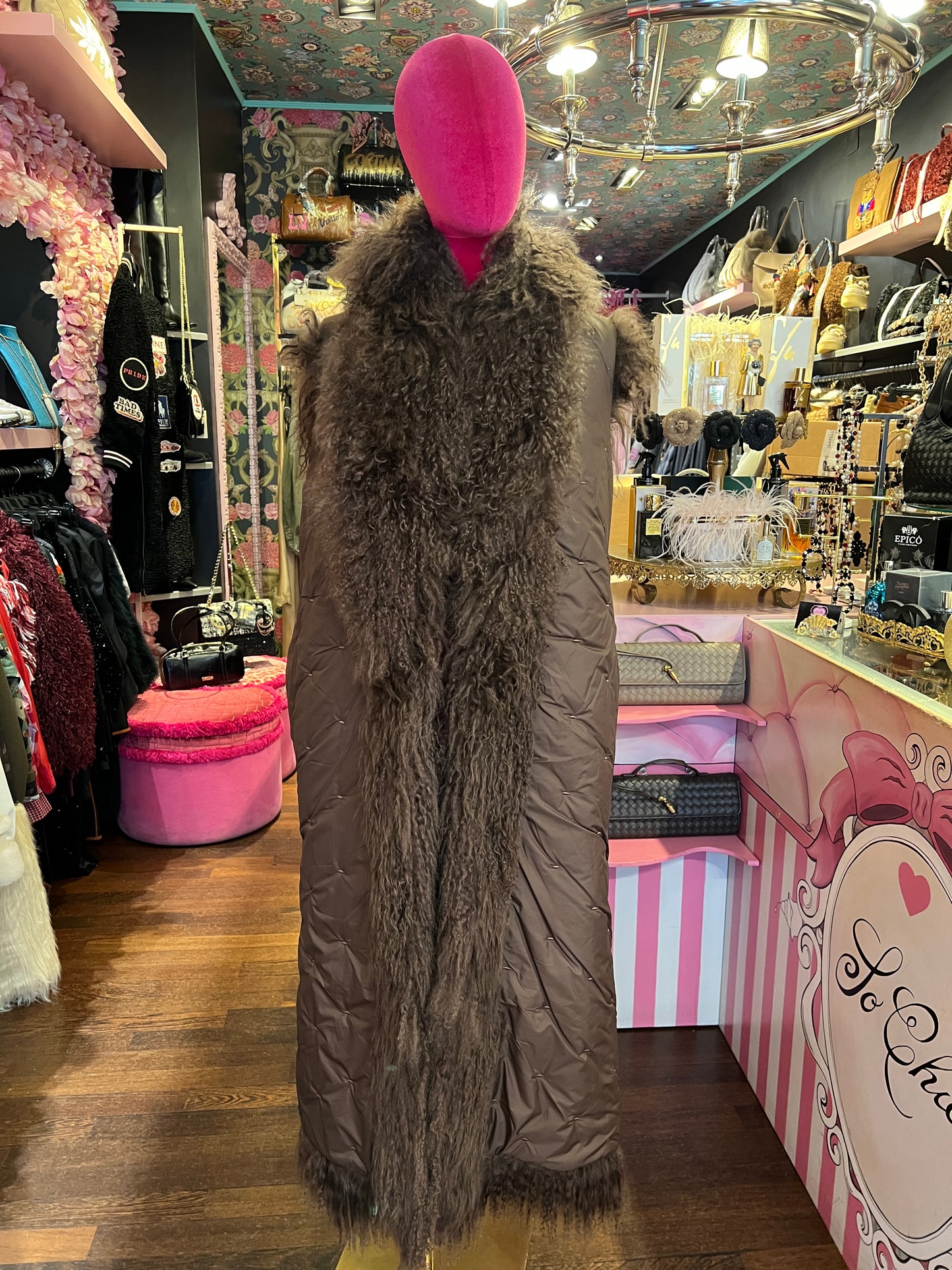 Anna Kel gilet lungo ecopelliccia mongolia reversibile