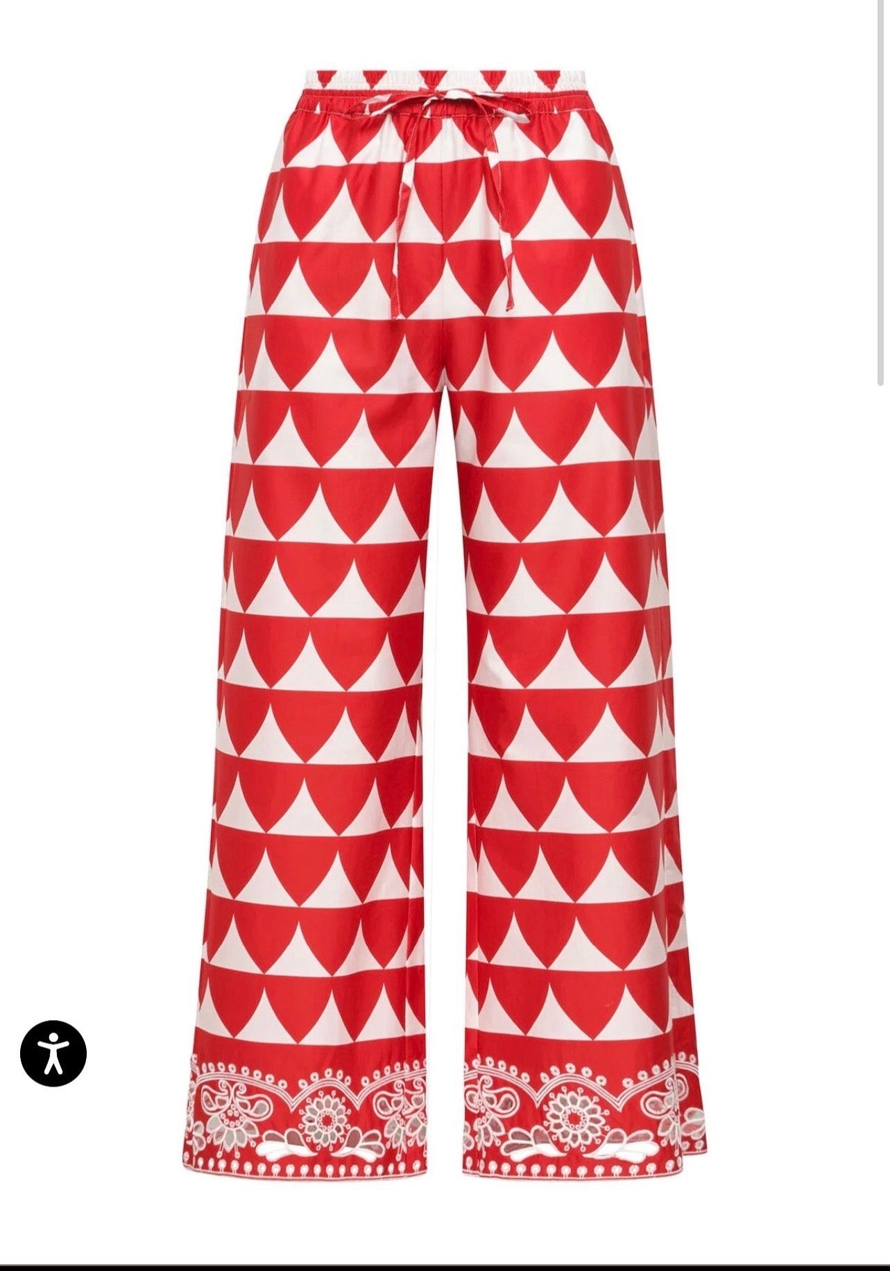 Maliparmi -50% di sconto completo camicia optical rossa e bianca con bordo ricamato in sangallo bianco e pantalone