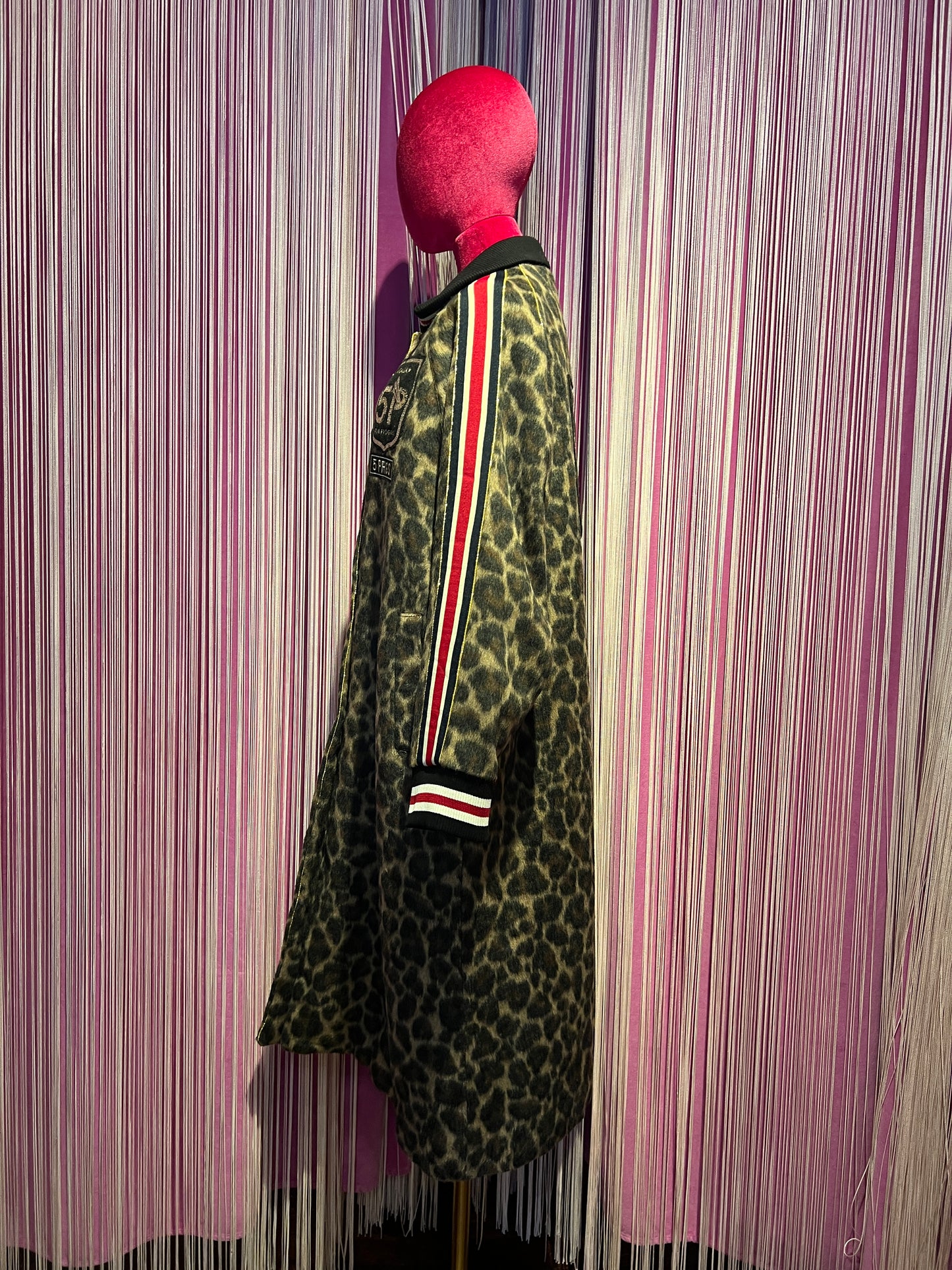 5 Progress cappotto lungo maculato  con patch di paillettes