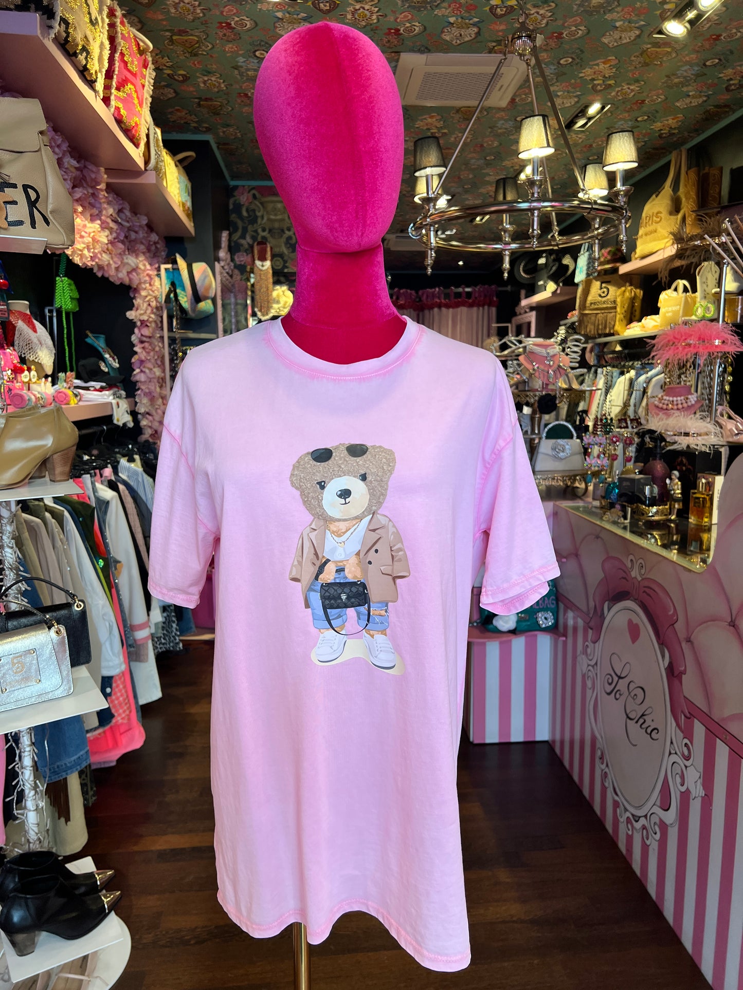 Mon amour Paris -20% di sconto t shirt cotone rosa con teddy