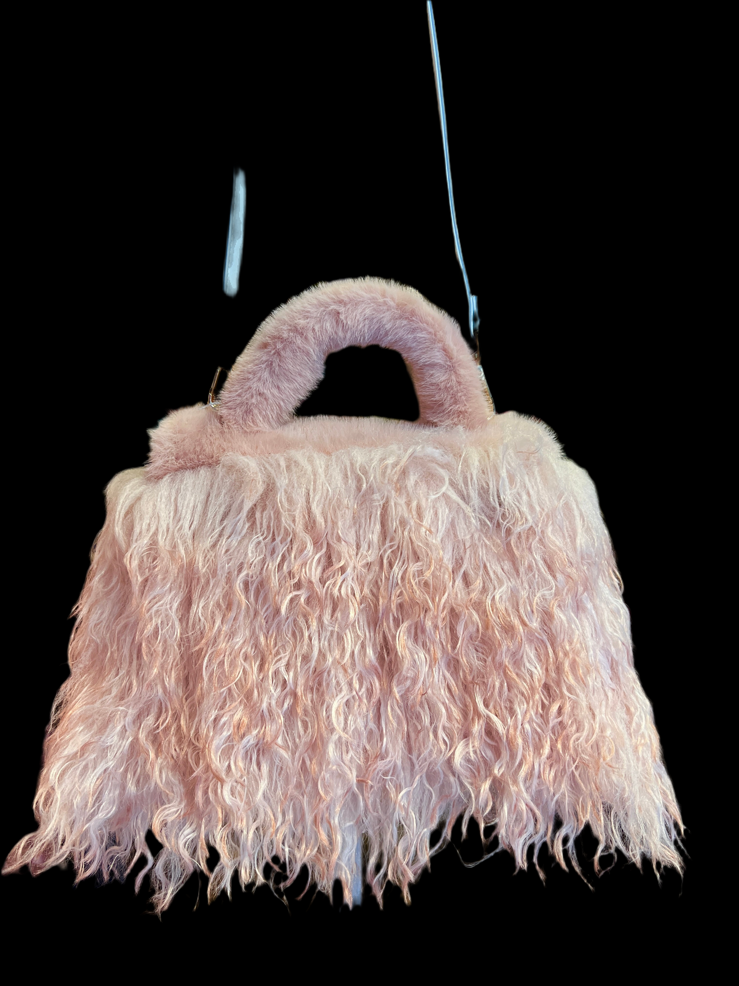 Show-up Milano borsa con tracolla in eco Mongolia ed ecopelle , colore rosa cipria