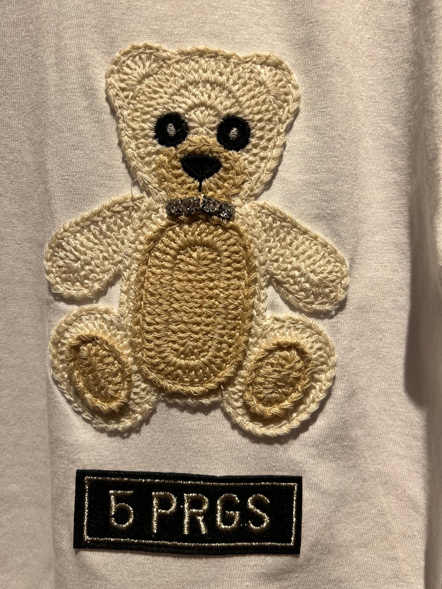 5 Progress t shirt bianca cotone teddy crochet
