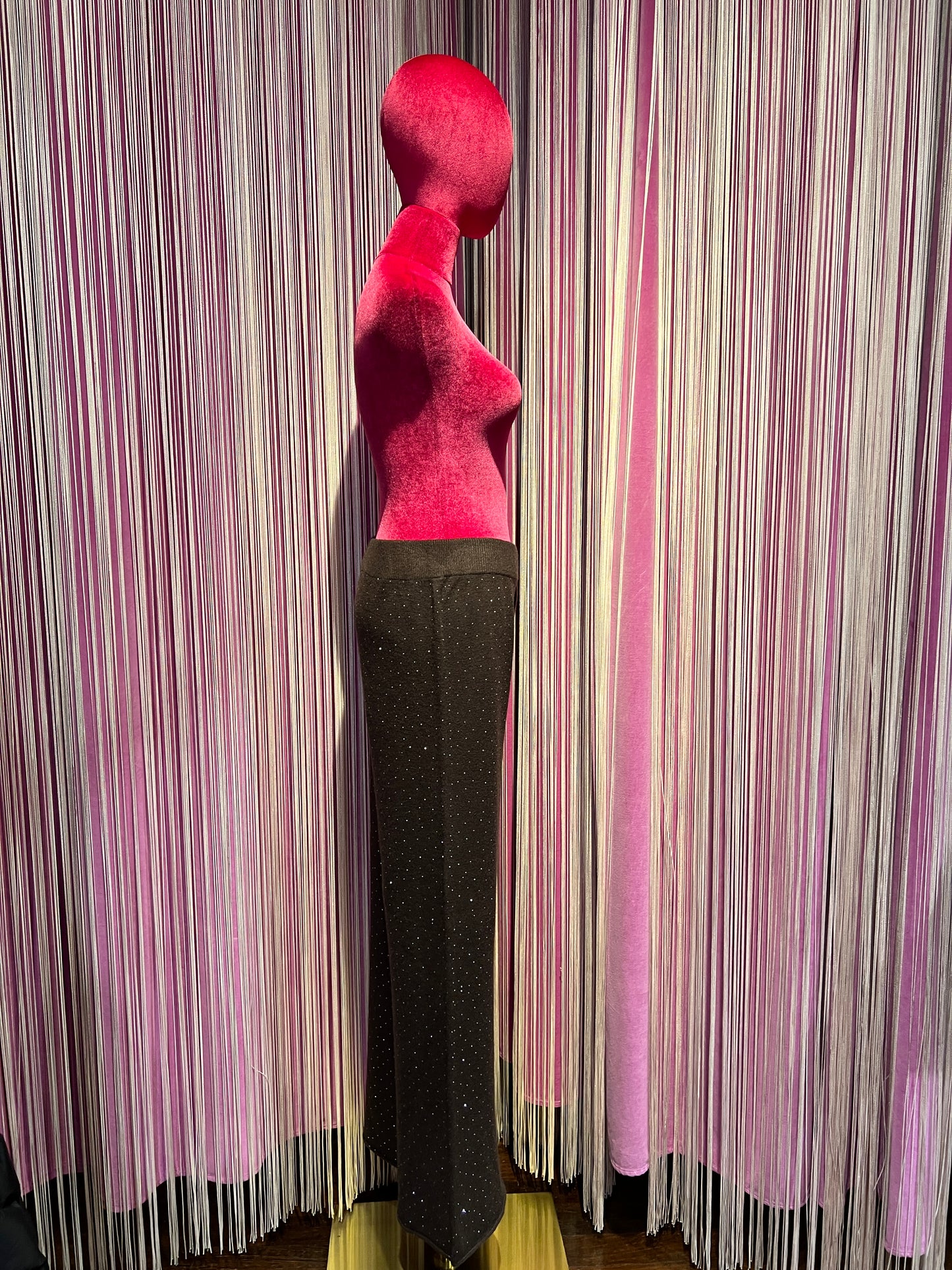 The room completo marrone maglia e pantalone con pois cristalli