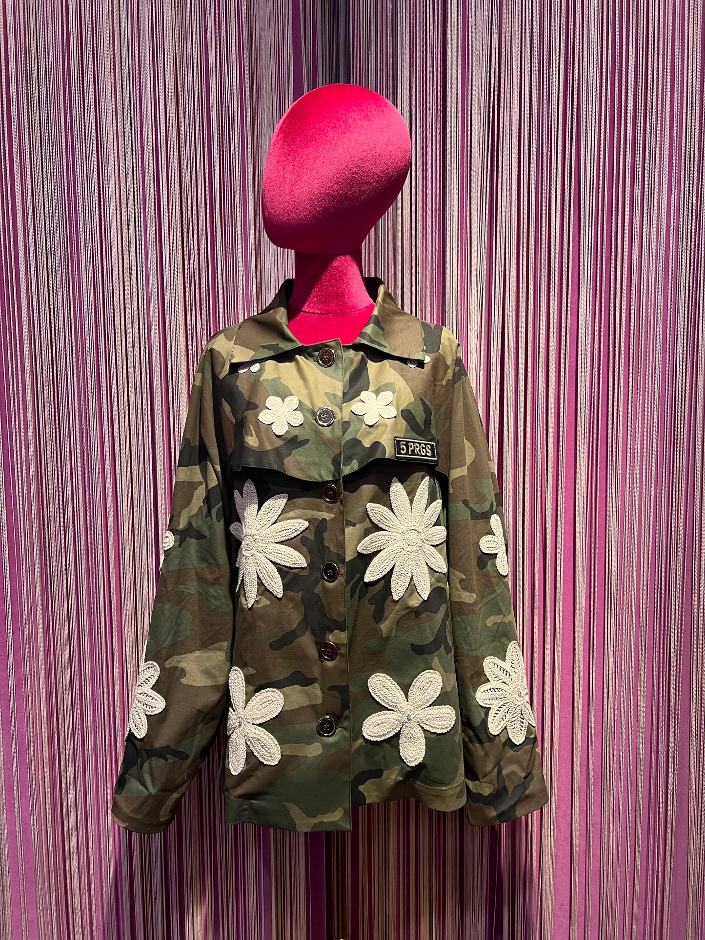 5 Progress giacca camouflage  con fiori crochet