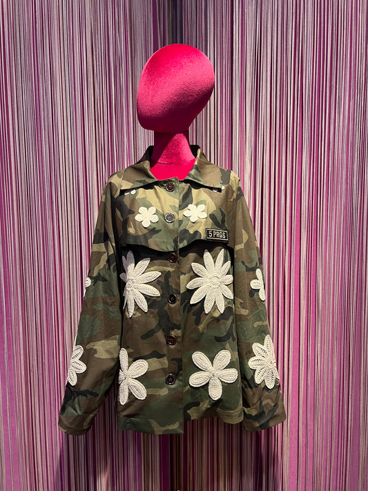 5 Progress giacca camouflage  con fiori crochet