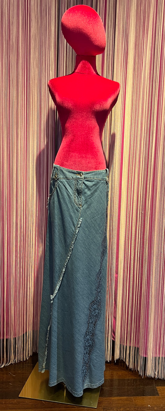 Ermanno Scervino gonna jeans lunga con pizzo laterale