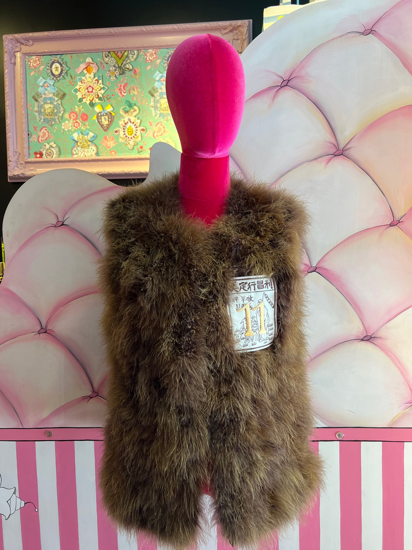 11Love is glamour gilet piume marrone