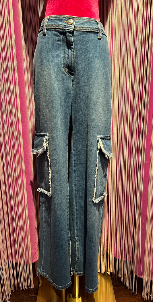 Shaft meno 50% jeans denim chiaro tasconi laterali Brunilde