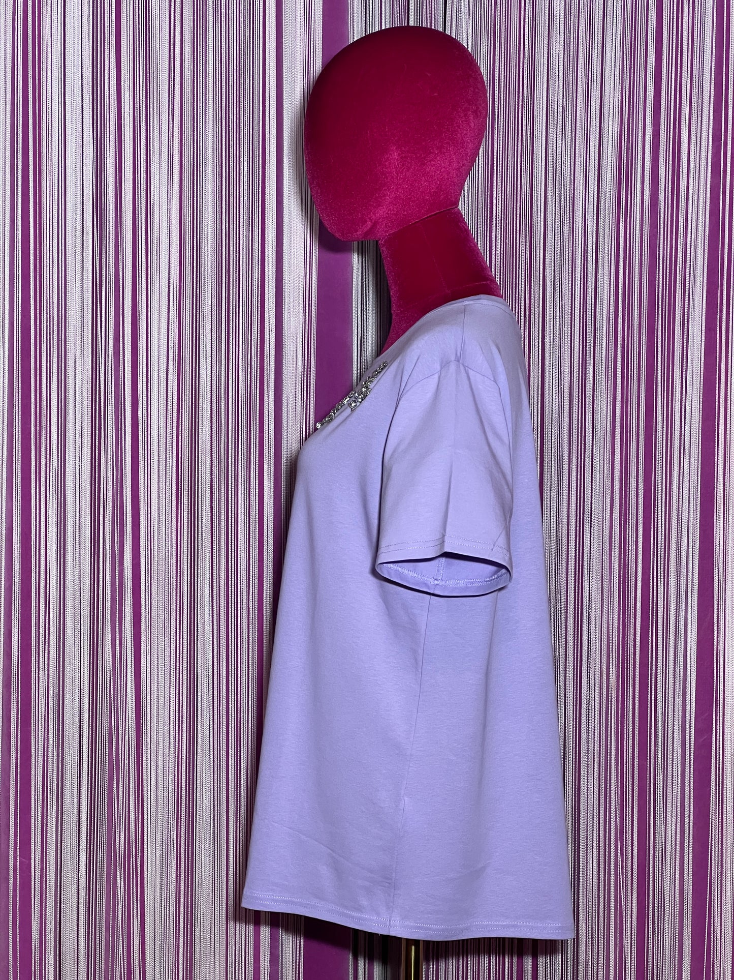 Mon amour Paris sconto -30% t-shirt lilla  mezza manica con scritta “ amore “ cristalli