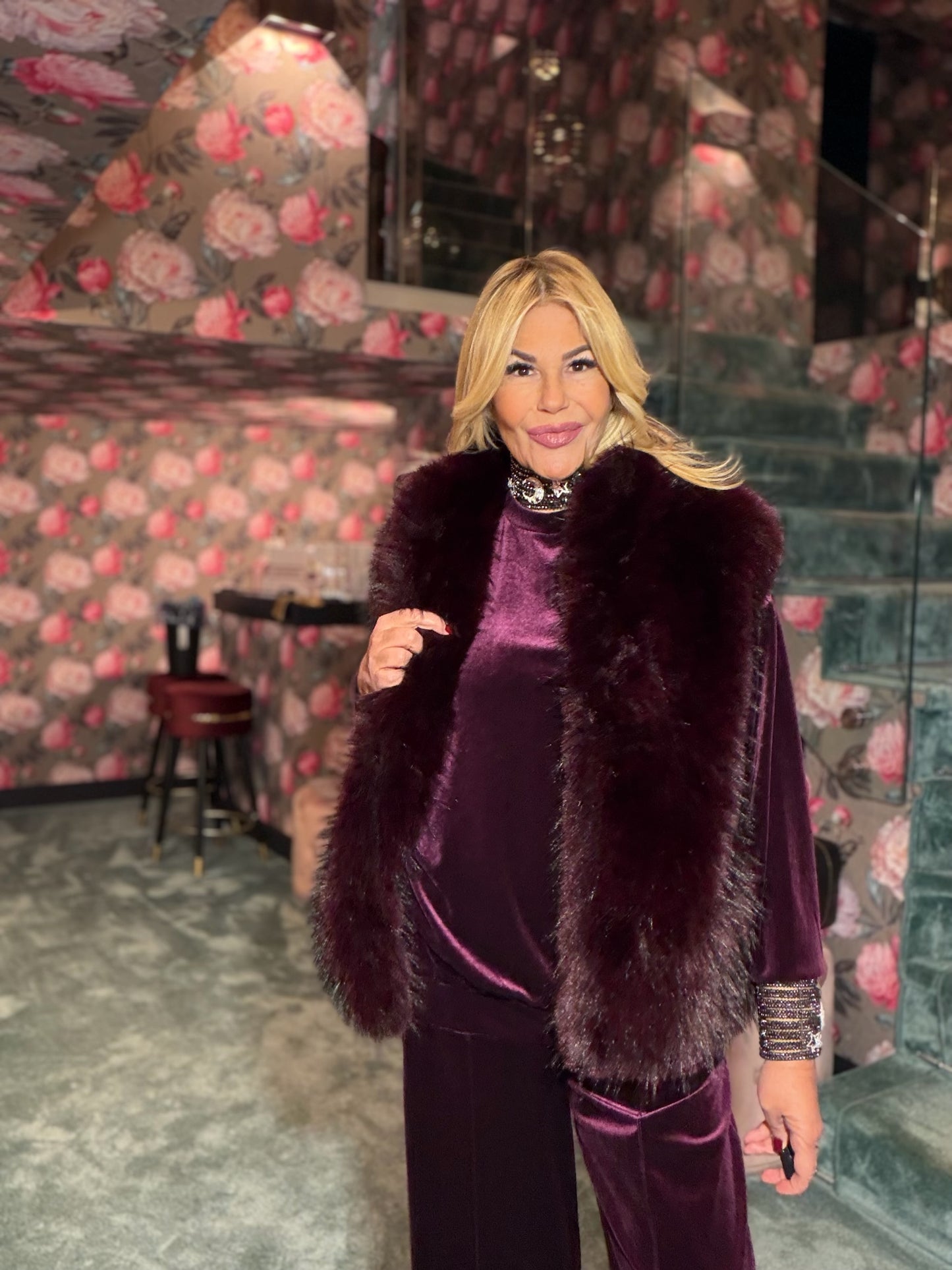 The room gilet ecopelliccia burgundi