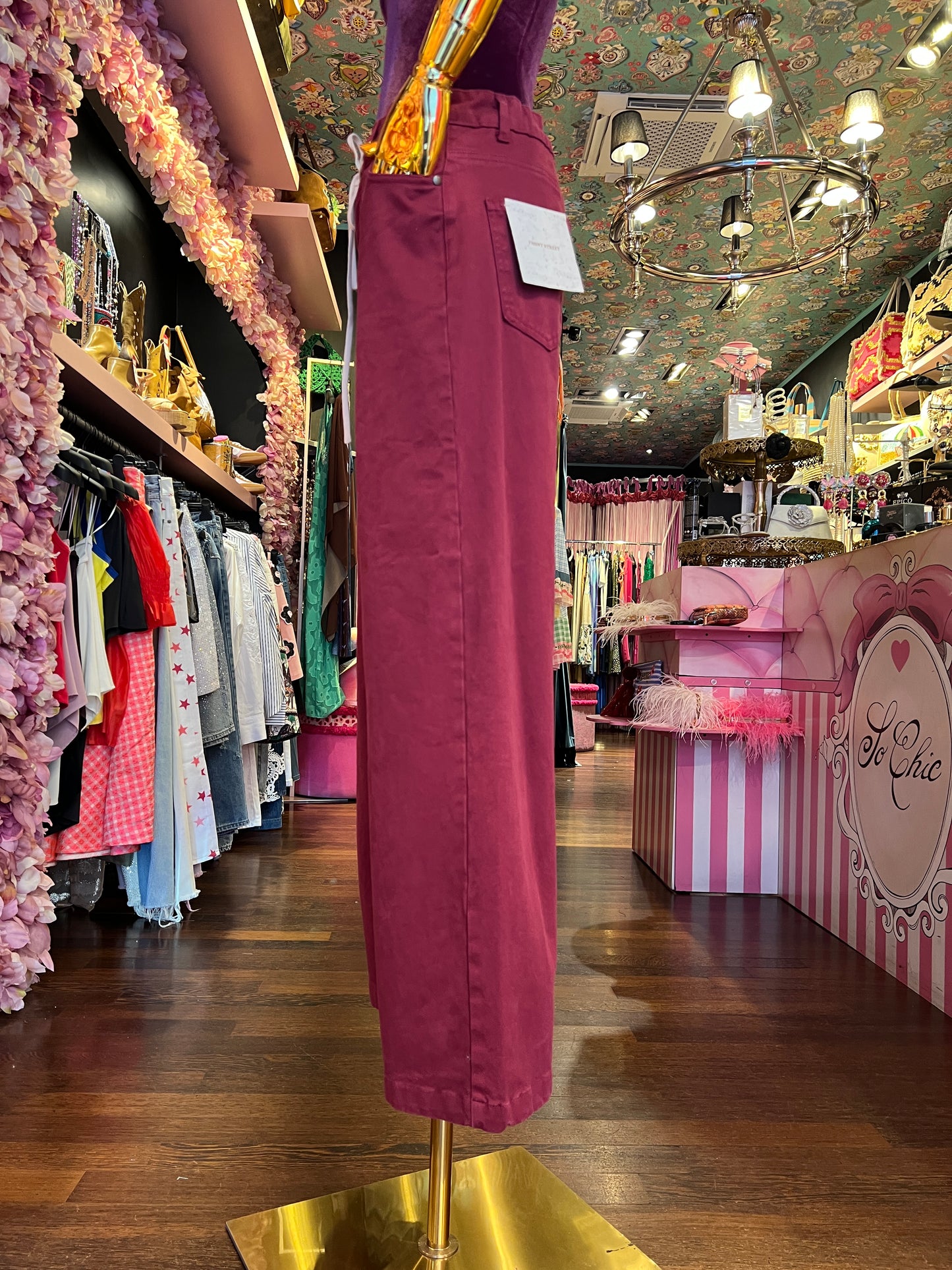 Front street pantalone con laccetto amaranto vestibilita’ ampia