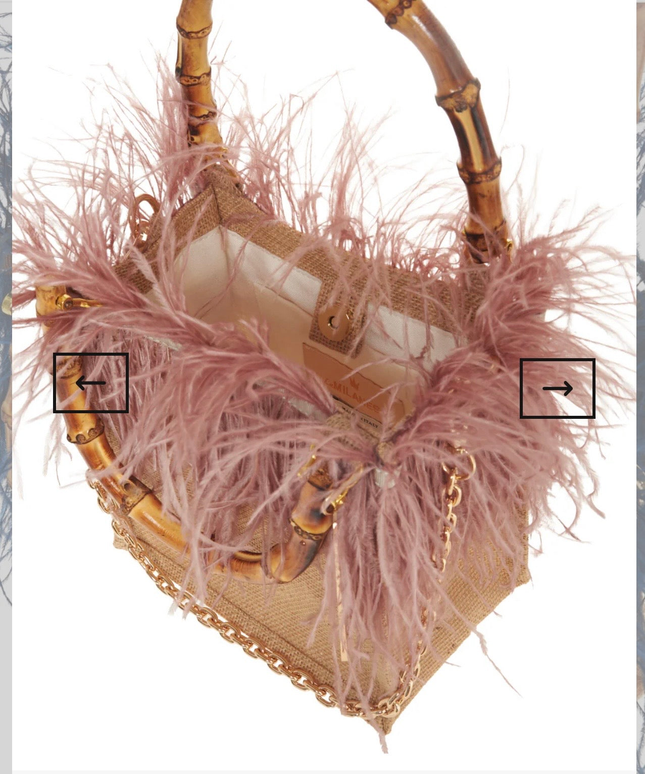 La Milanesa -30% di sconto borsa  intrecciata in juta manici in bamboo tracollina dorata violetta small rosa