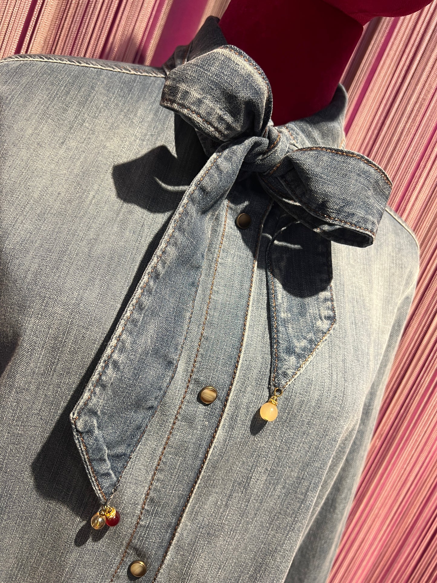Bazar deluxe camicia jeans con fiocco rimovibile