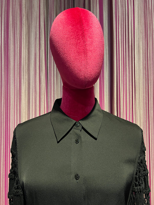 Isabelle Blanche Paris -50% di sconto camicia in crepe di viscosa con maniche uncinetto