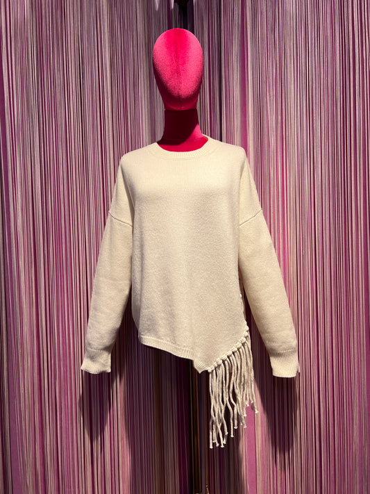 SU official maglia girocollo colore latte  con frange fianco