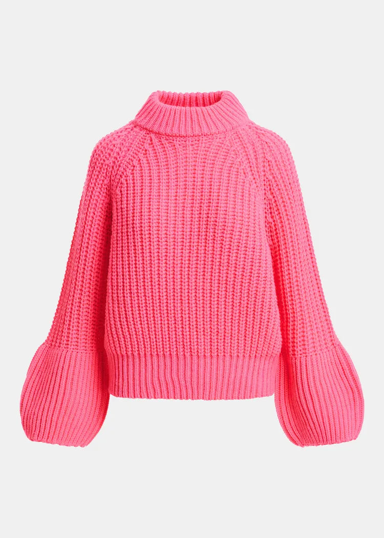 Essentiel antwerp maglione collo alto chunky con maniche voluminose rosa