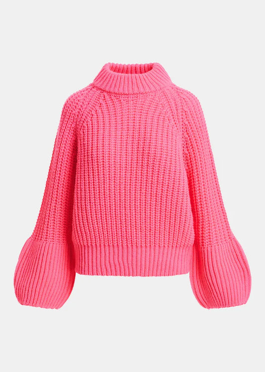 Essentiel antwerp maglione collo alto chunky con maniche voluminose rosa