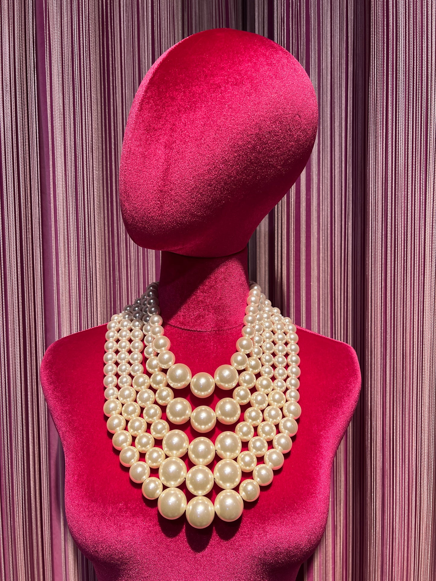 Collana cinque fili maxi perle