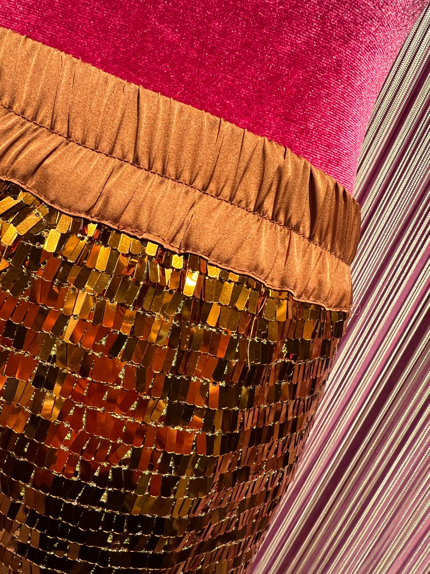 Dahlo pantalone a palazzo di paillettes ruggine