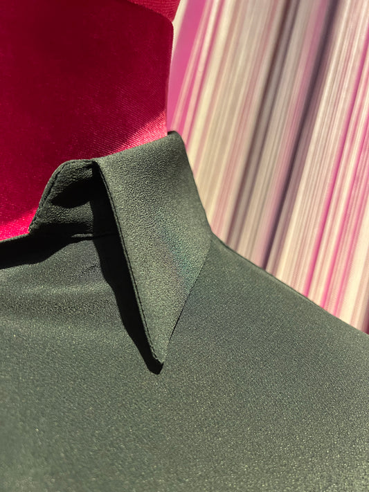 Semicouture camicia nera in crepe de chine scollo drappeggiato