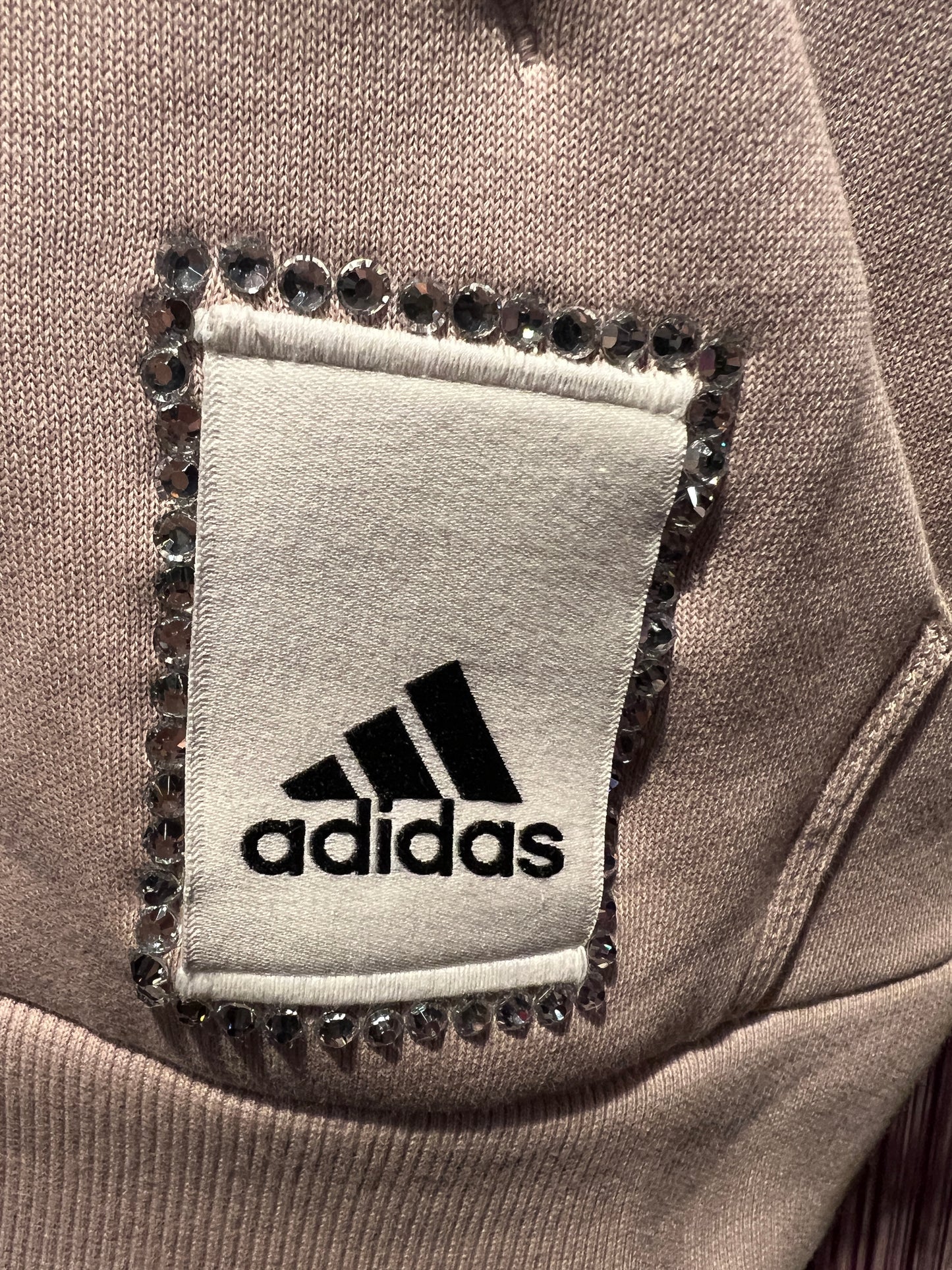 Adidas felpa con cappuccio logo in paillettes