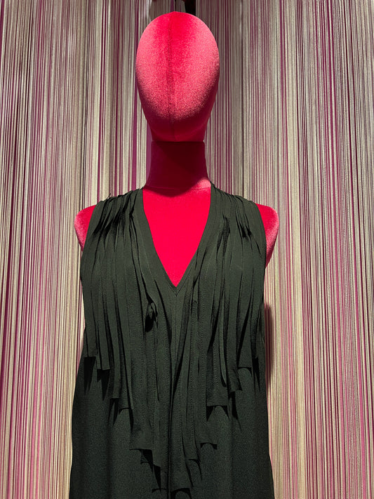 SU official tuta nera con frange in tessuto