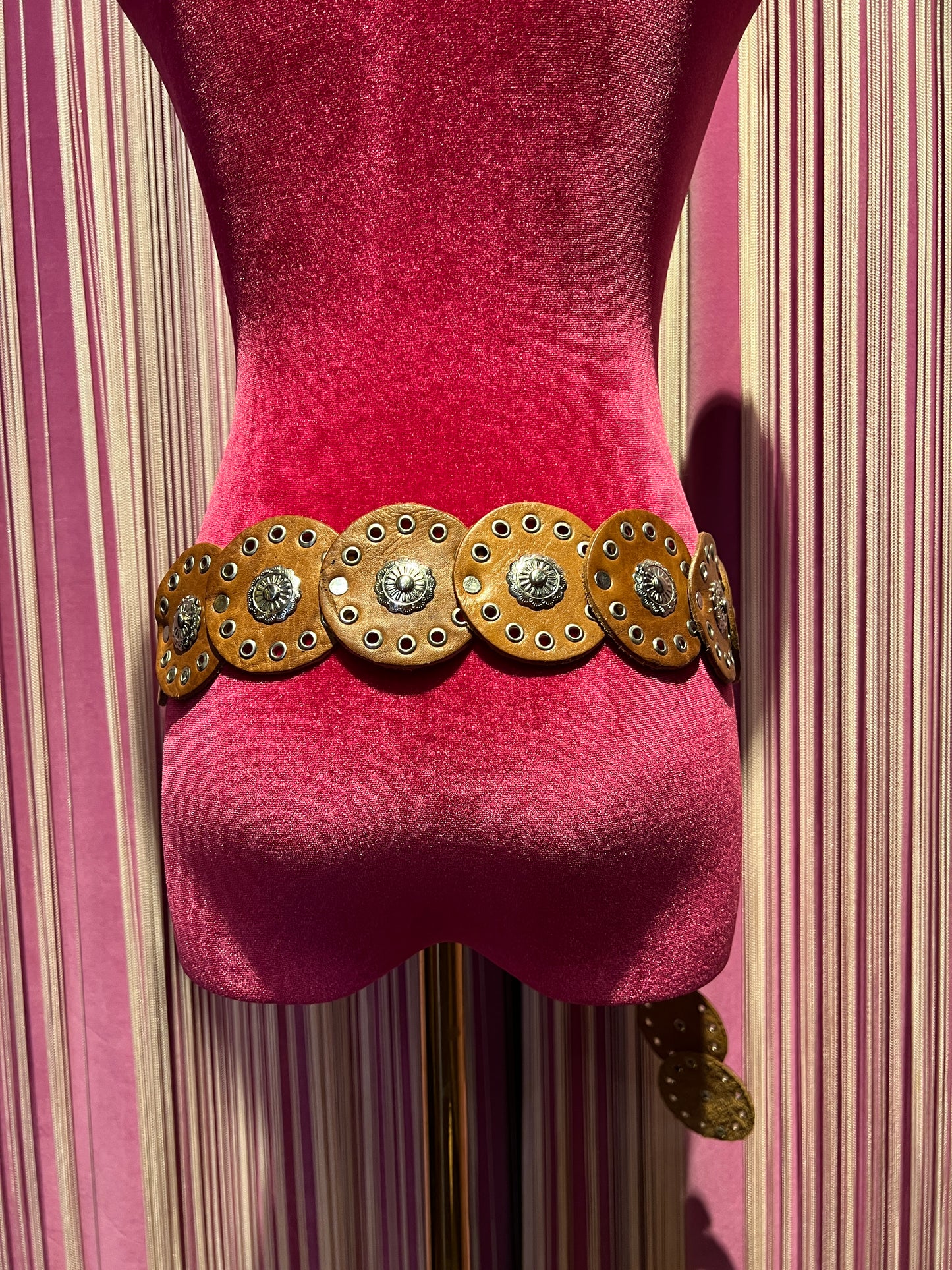 Love & roses cintura pelle cuoio con fibbia e dettagli argento