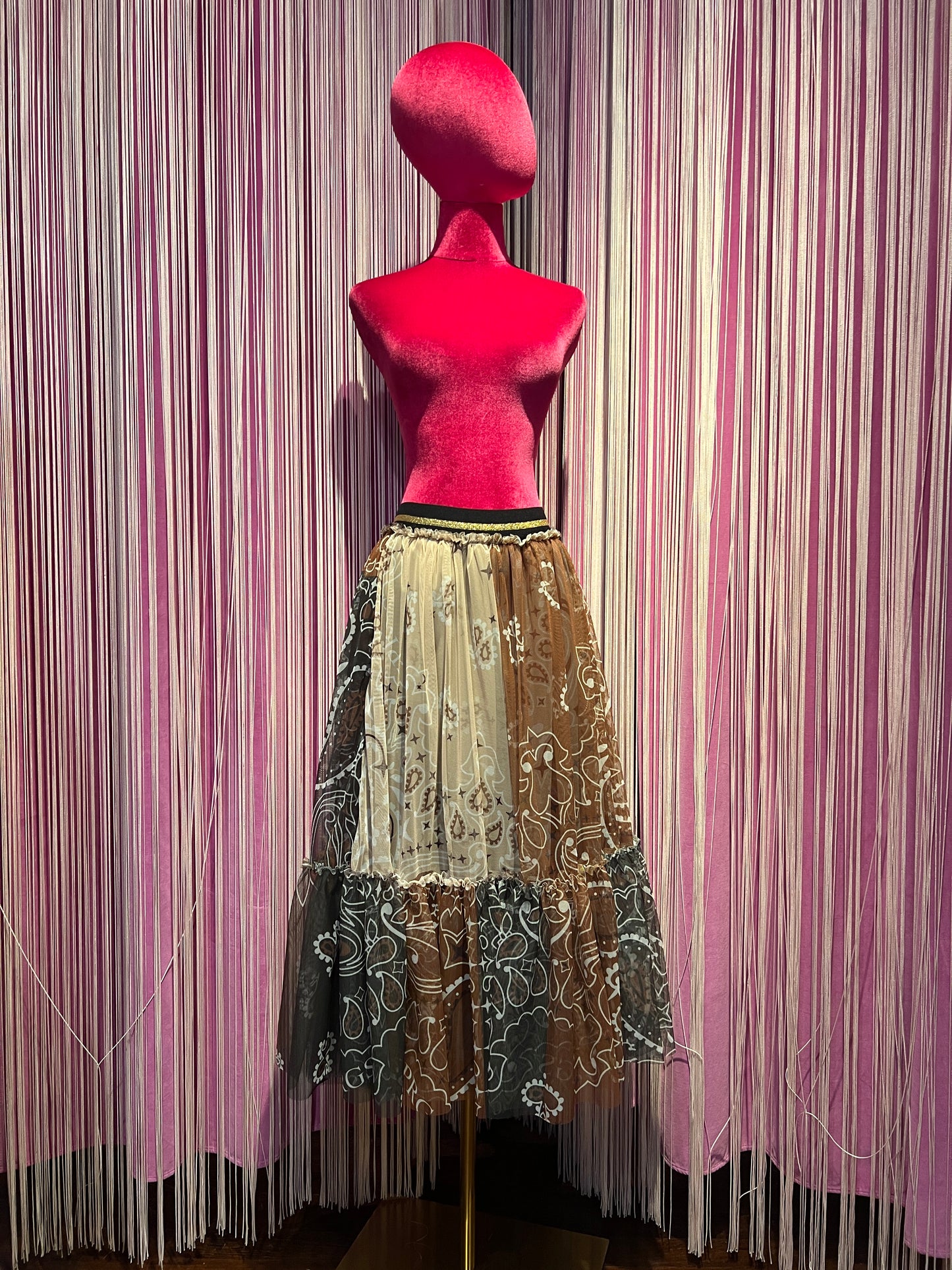 5 Progress gonna con elastico in vita in tulle fantasia bandana verde militare