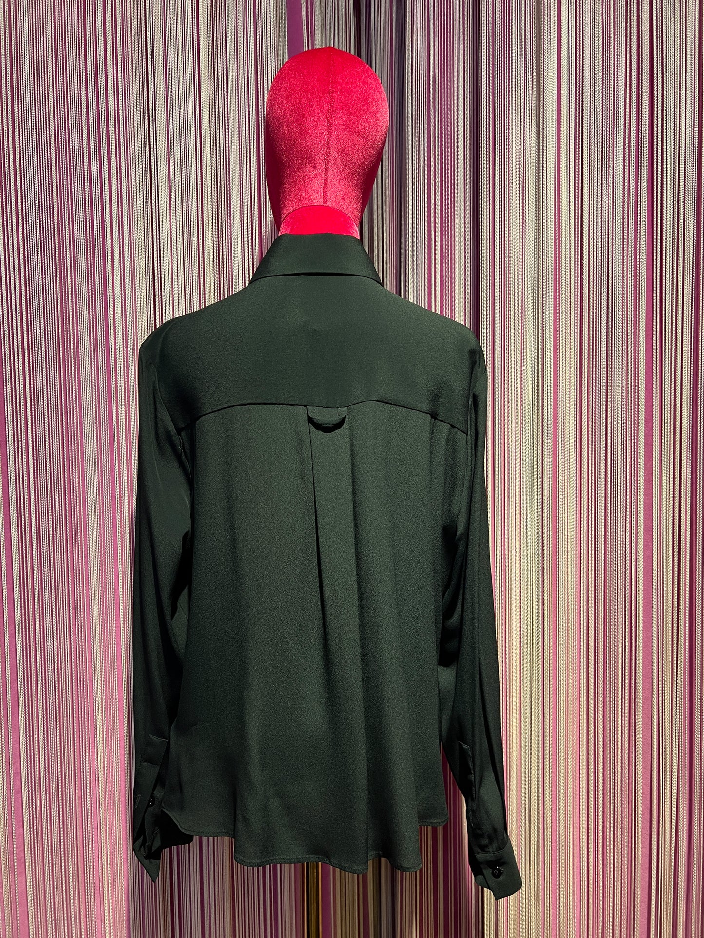 Semicouture camicia nera in crepe de chine scollo drappeggiato