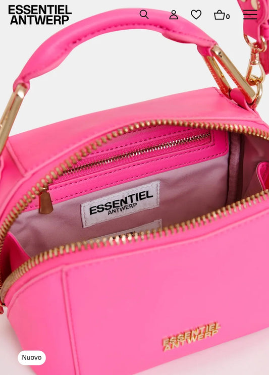 Essentiel antwerp borsa mini rosa fucsia con tracolla in pelle