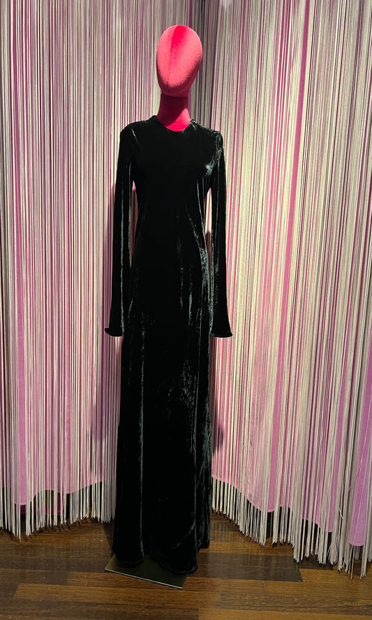 Semicouture abito lungo nero in velluto