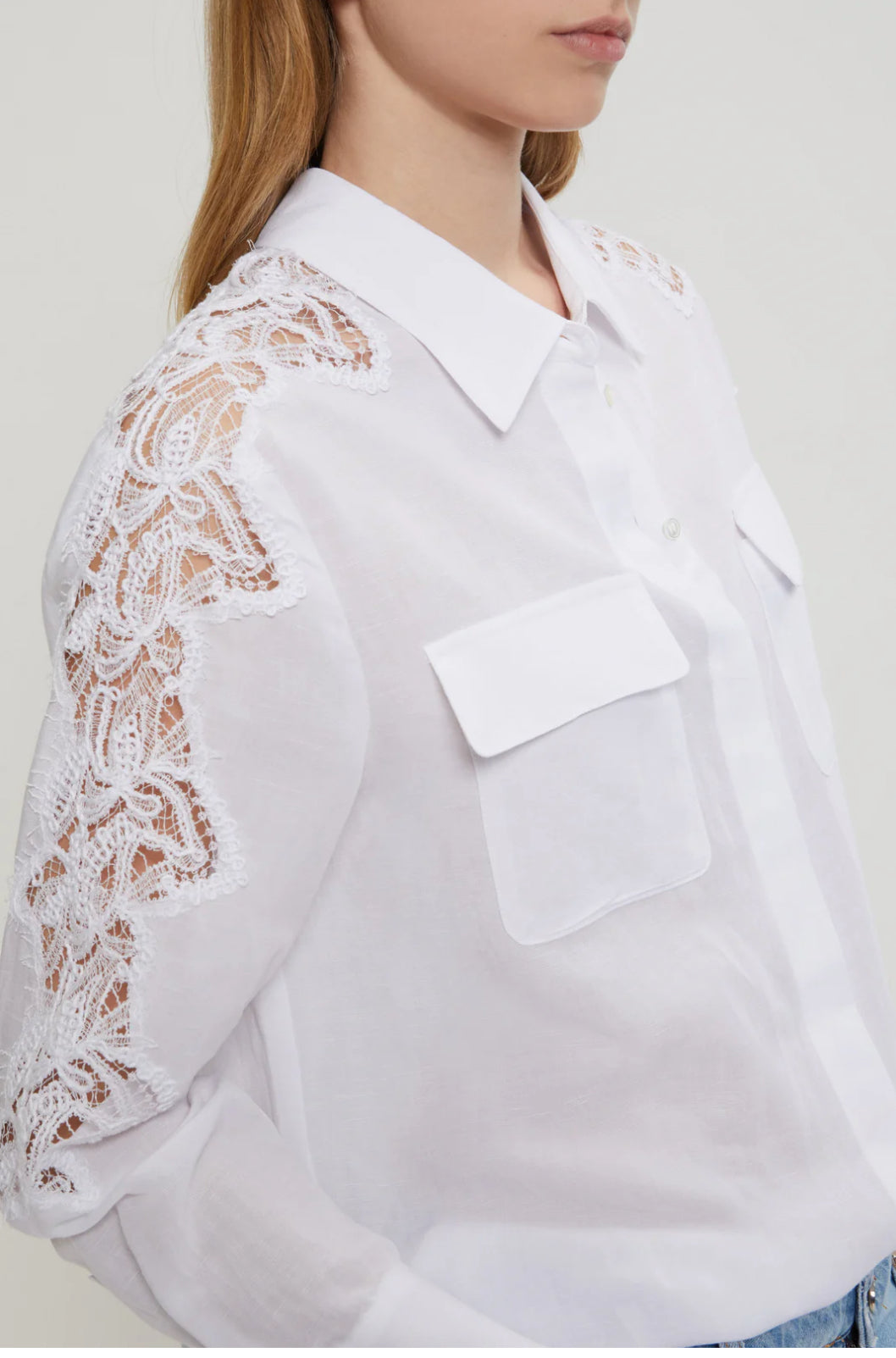 Ermanno Scervino camicia misto lino con ricami
