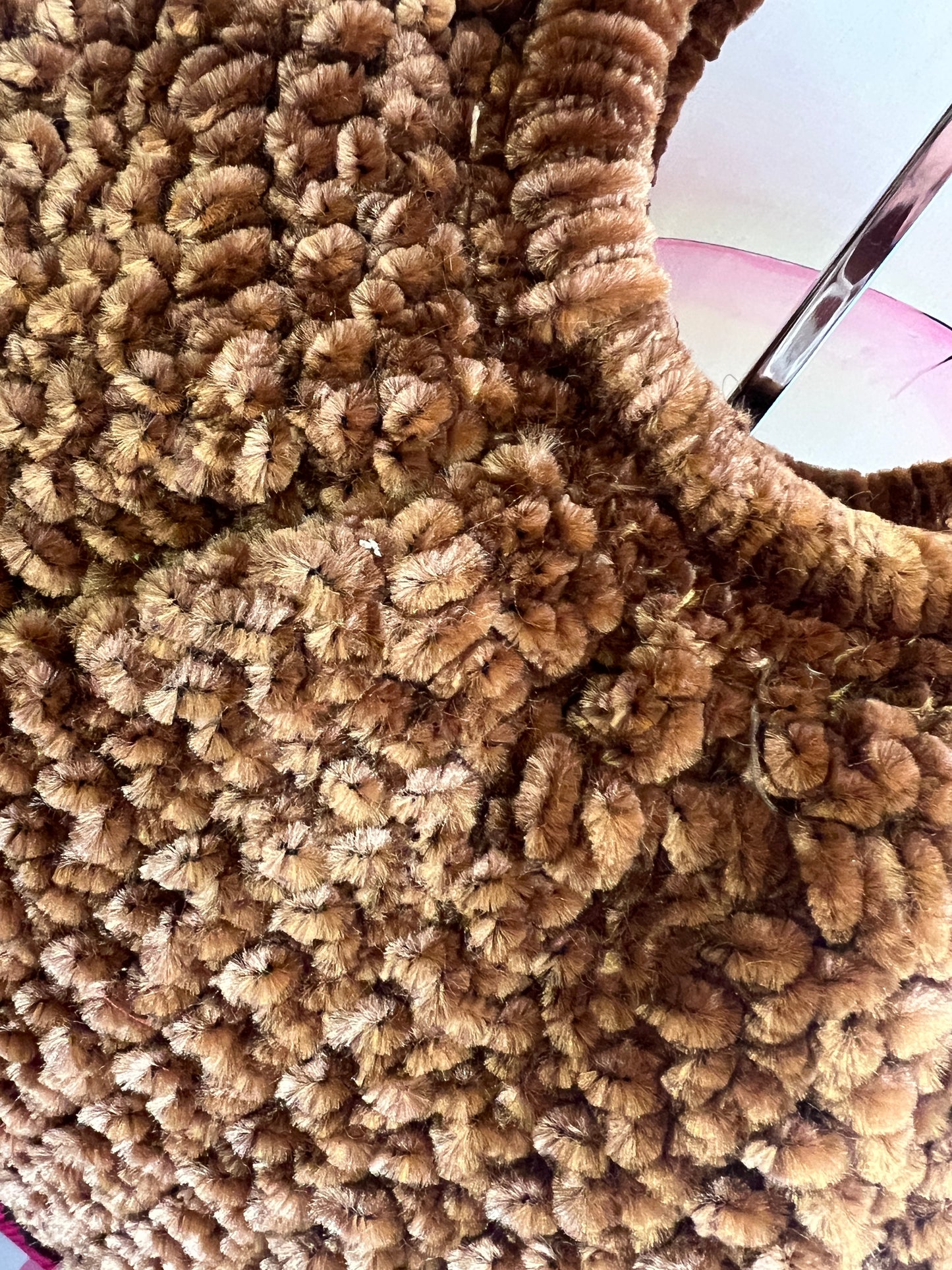Love & roses borsa tricot ciniglia bronzo con tracollina