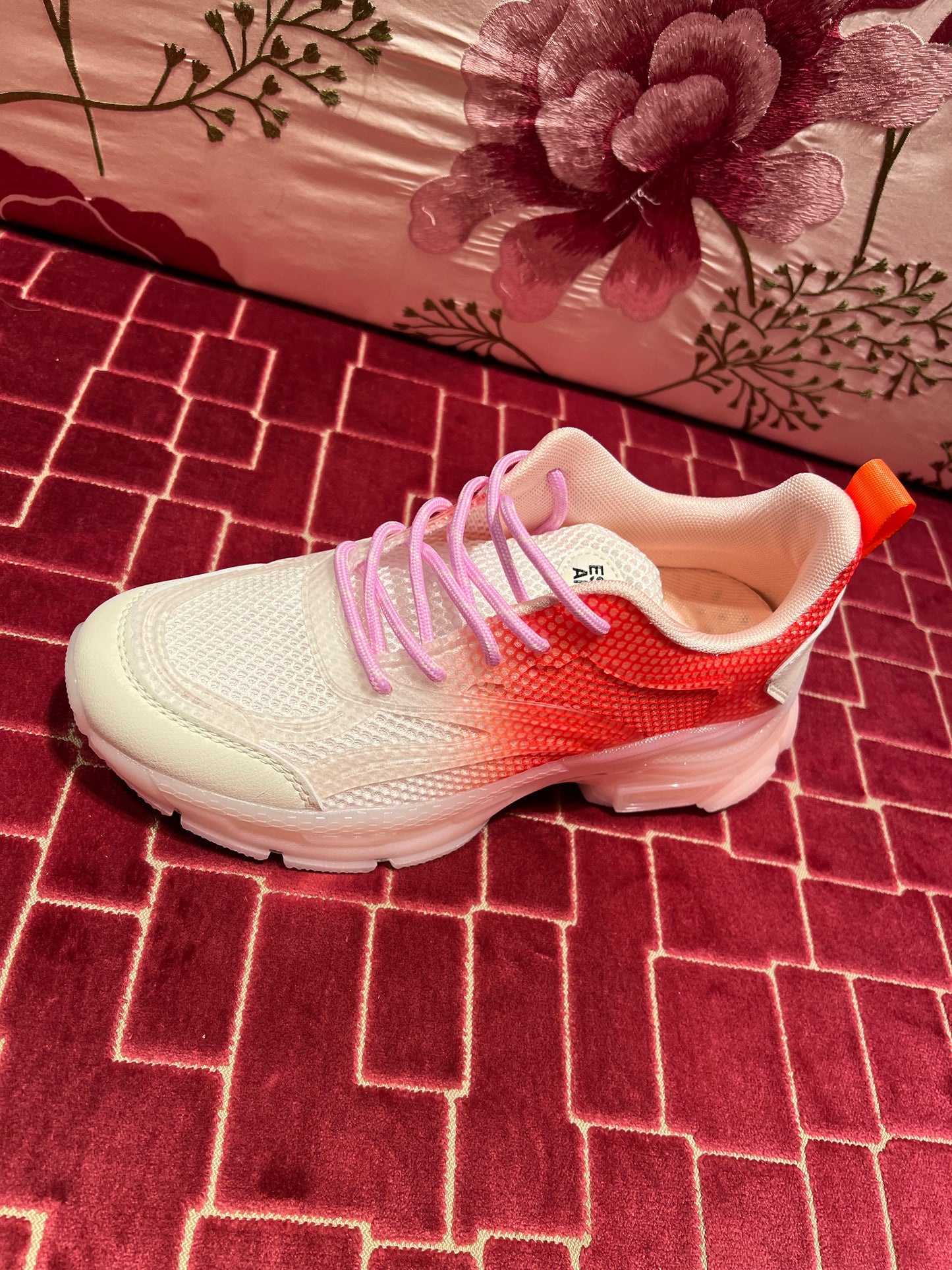 Essentiel antwerp sneakers bianche e arancio lacci rosa
