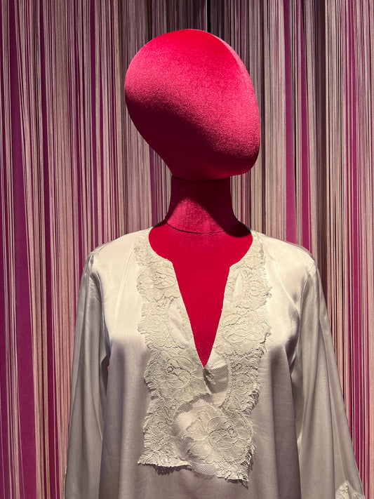 Pink memories -50%camicia serafino con pizzo avorio