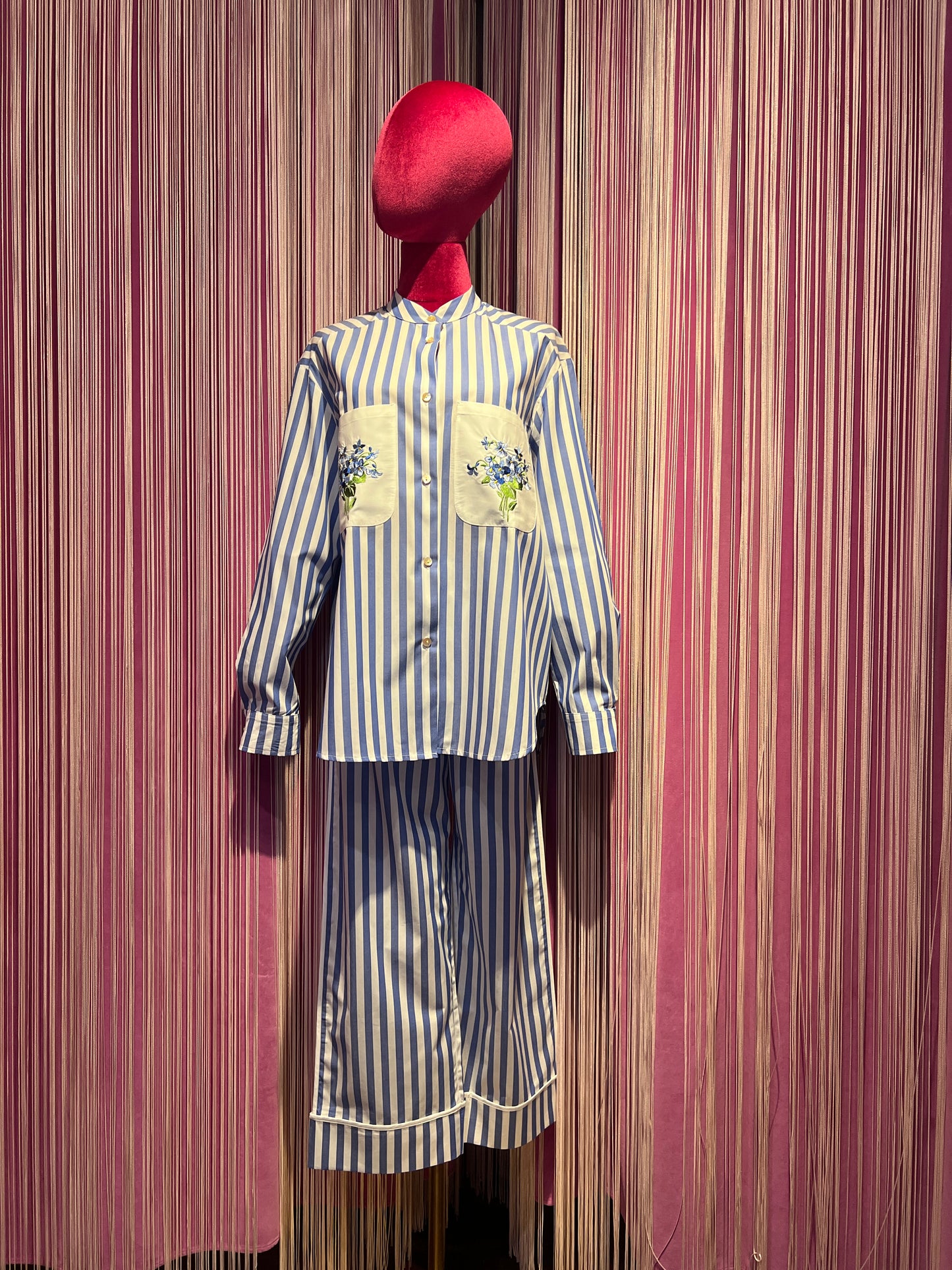 Miki Thumb completo camicia e pantalone righe azzurro e bianco