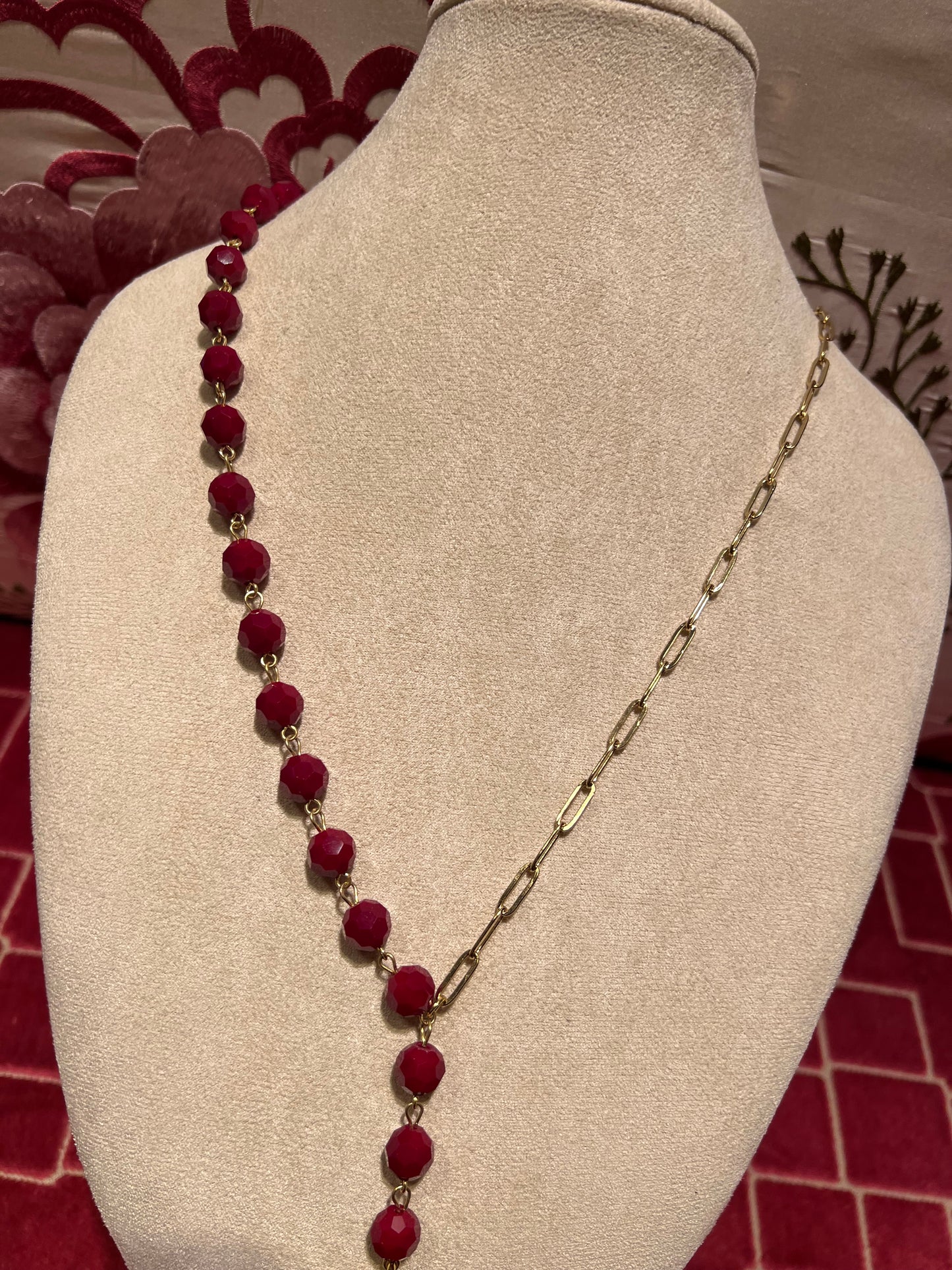 Almala Femme rouge collana stella scritta bordeaux e oro Star