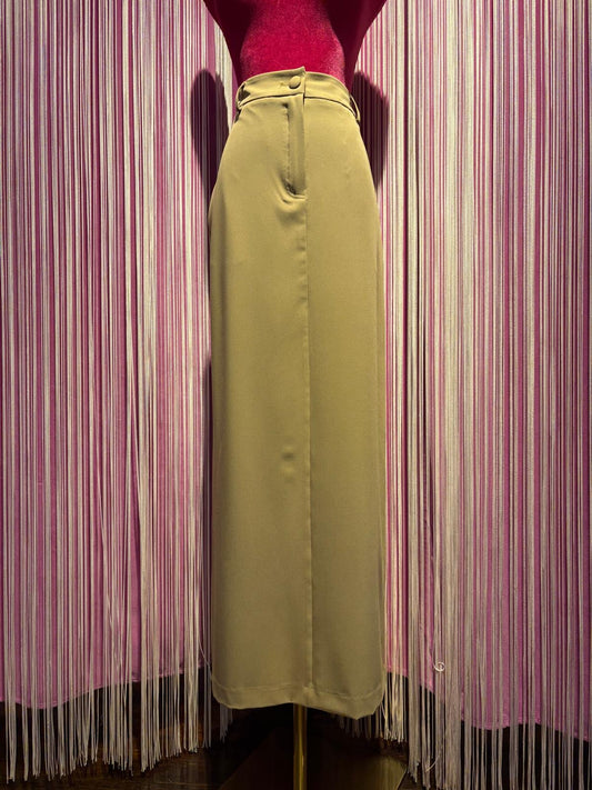 Pink memories gonna lunga con spacco color cammello
