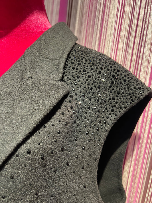 5 Progress gilet doppiopetto nero con cristalli lana e kashmir