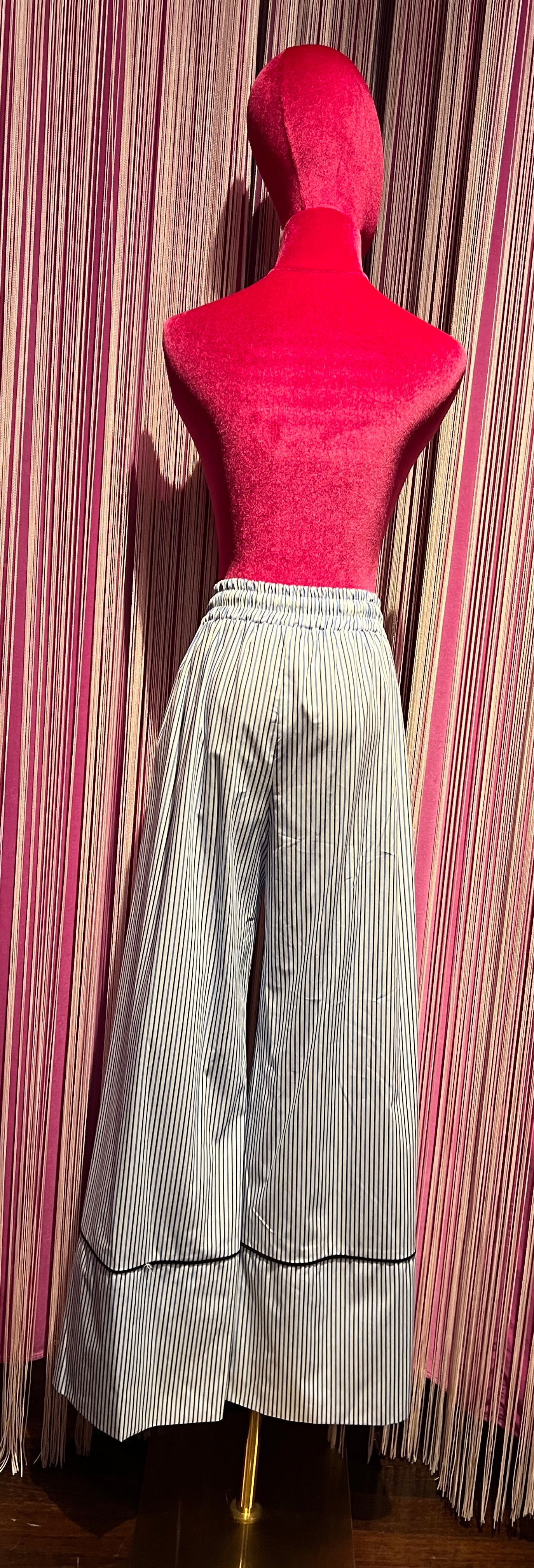 Front street pantalone palazzo a righe celeste e bianco