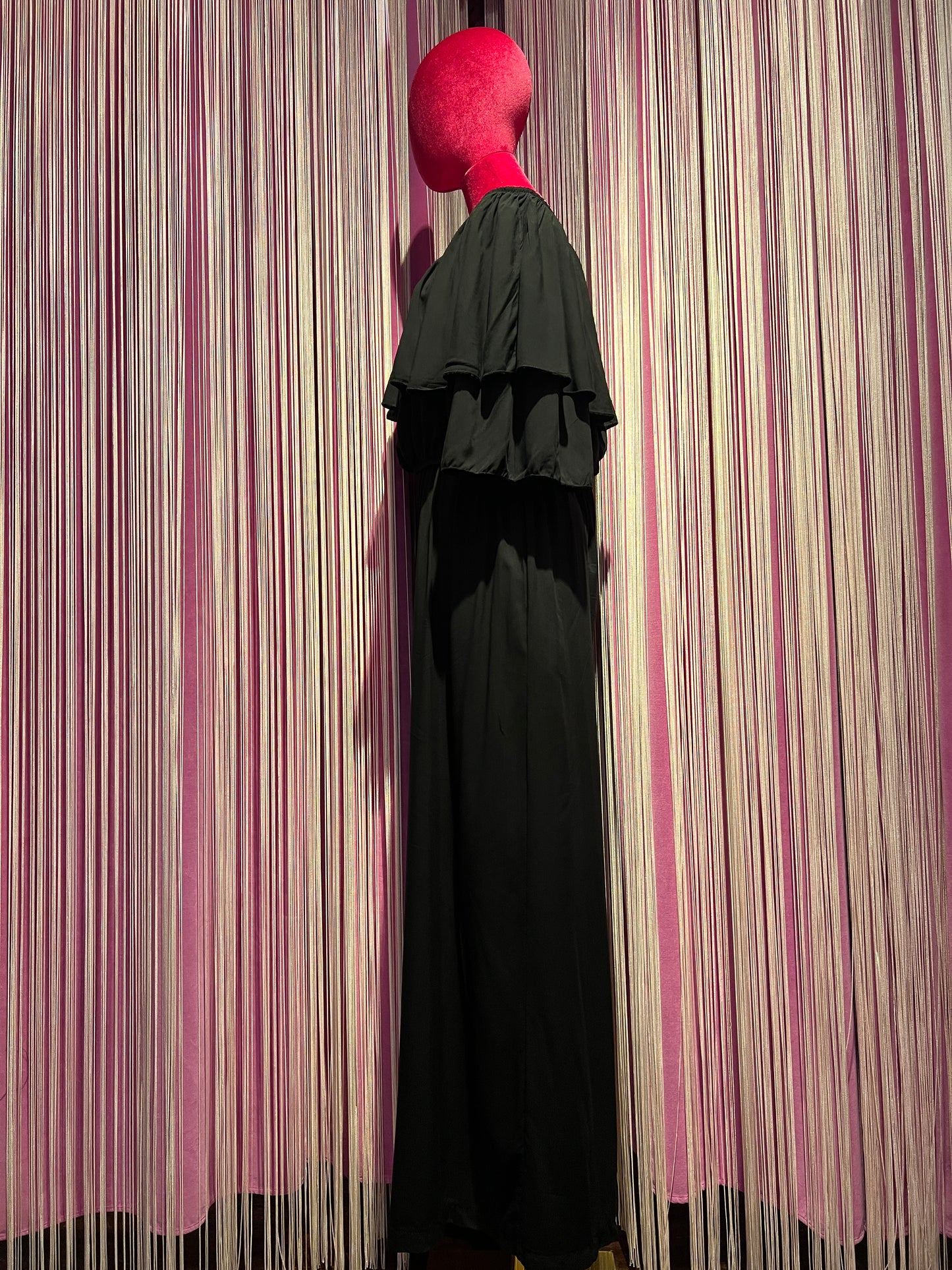 Mon amour Paris completo nero oversize blusa scollo Bardot e pantalone palazzo con elastico in vita