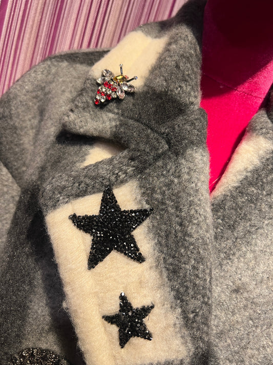 ABpink🩷 quadrettona grigia con patch Michey Mouse