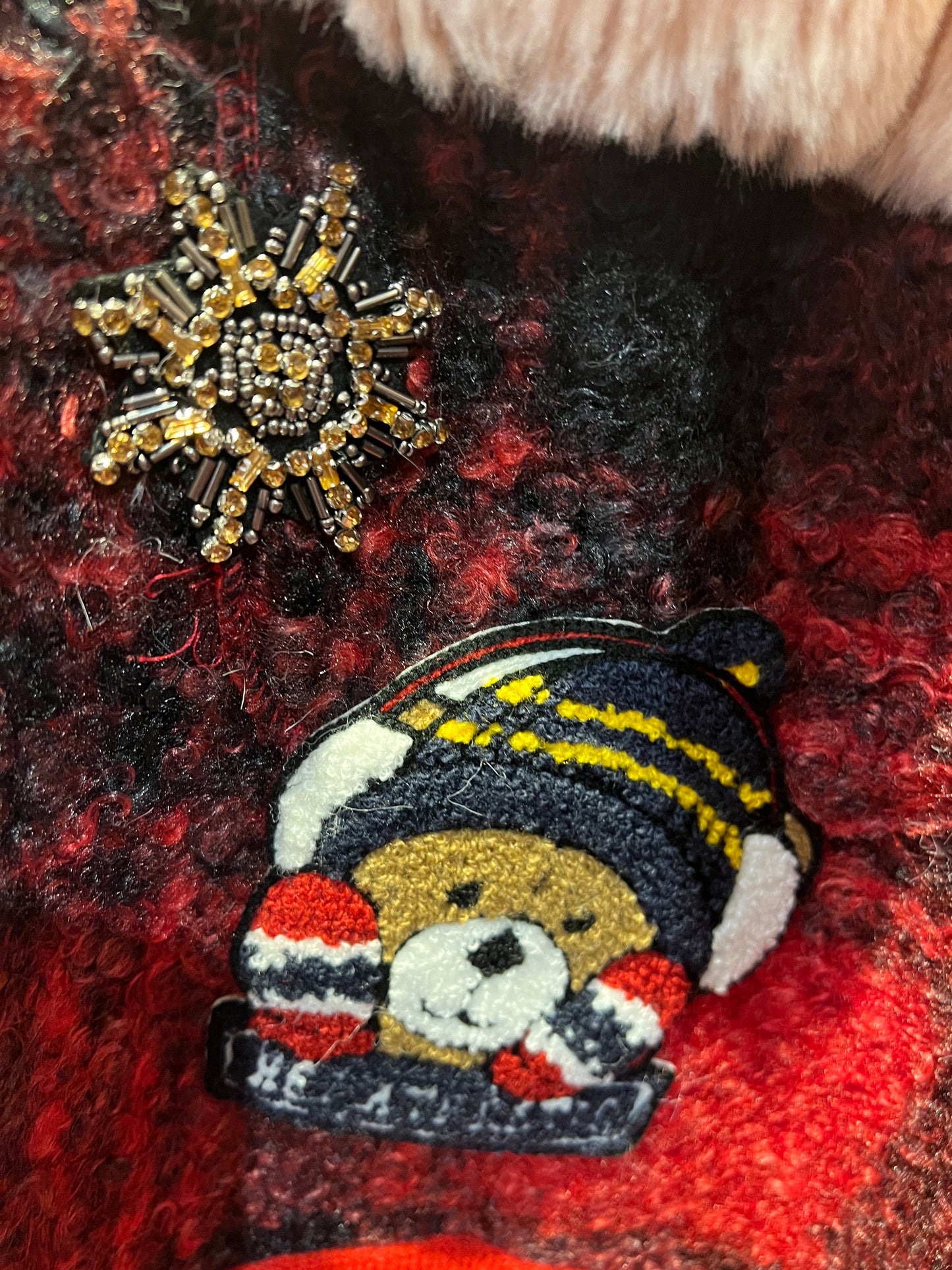 ABpink🩷 mantella boucle fantasia tartan con cappuccio, interno in ecopelle patch teddy