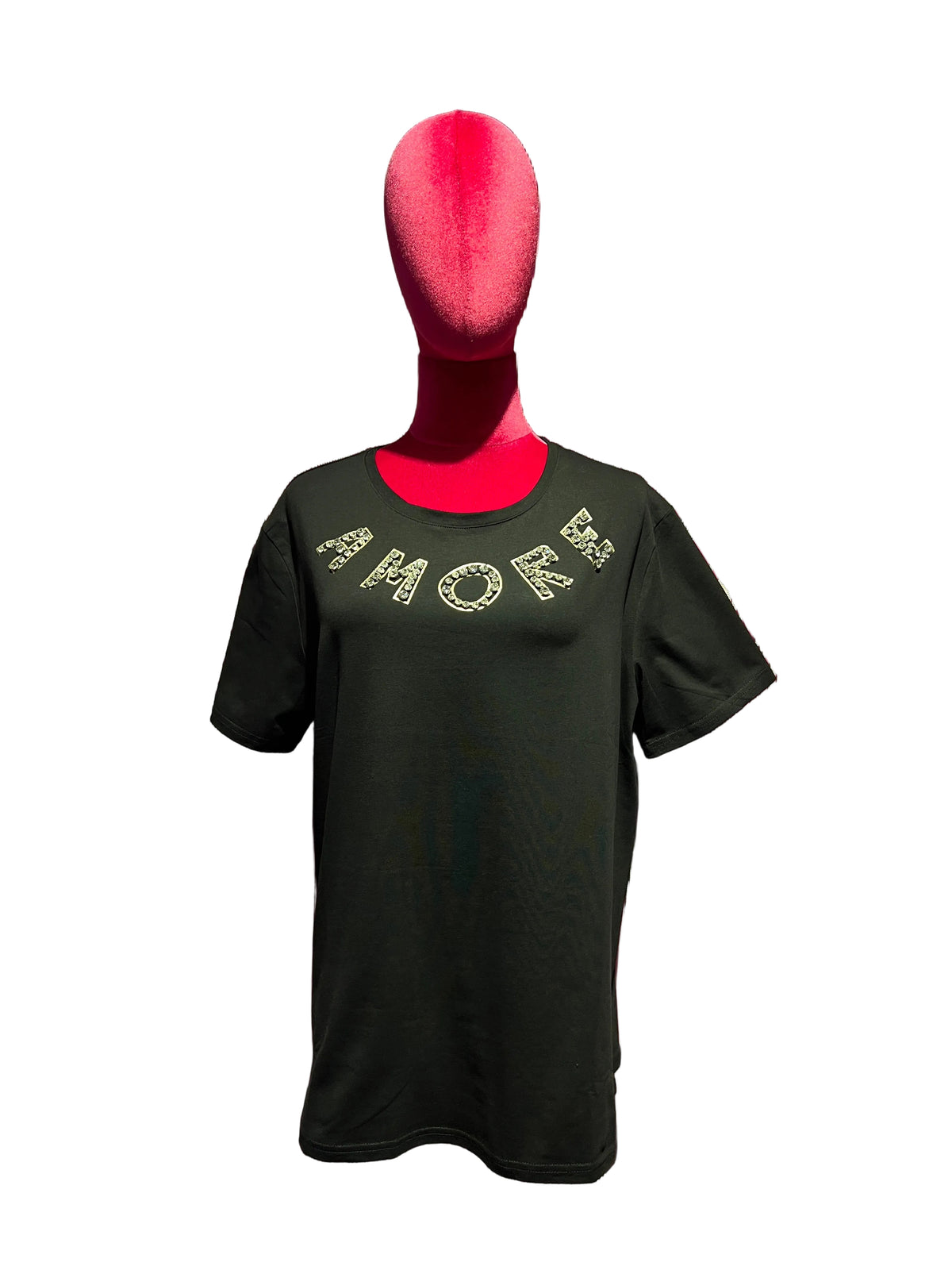 Mon amour Paris t shirt mezza manica nera con scritta “ Amore” con cristalli